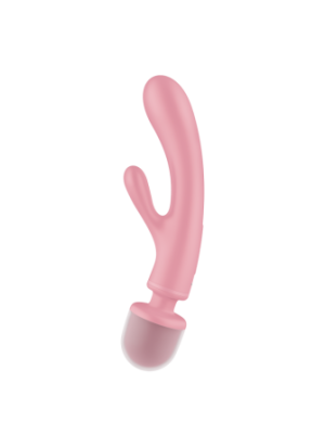 2 en 1 Vibromasseur rabbit et wand rose USB Triple Lover Satisfyer - CC597843